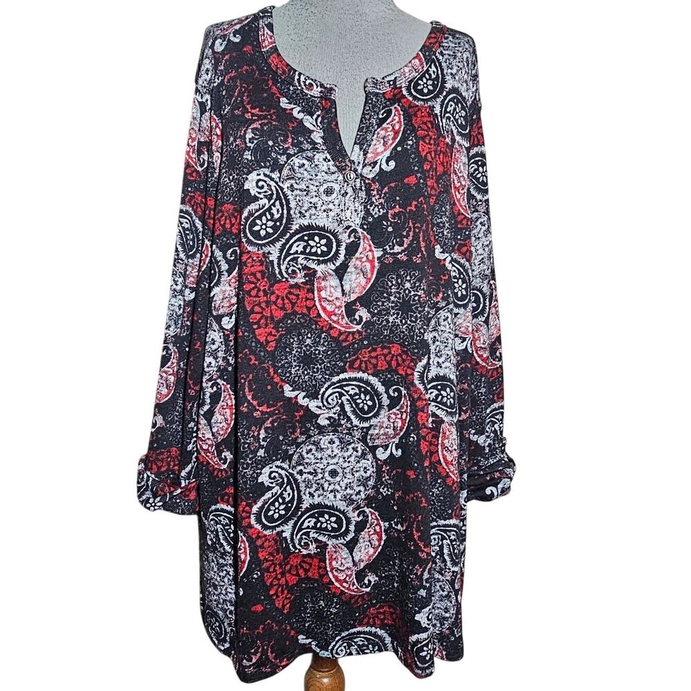 Black Pasley Knit Top Size 3XL
